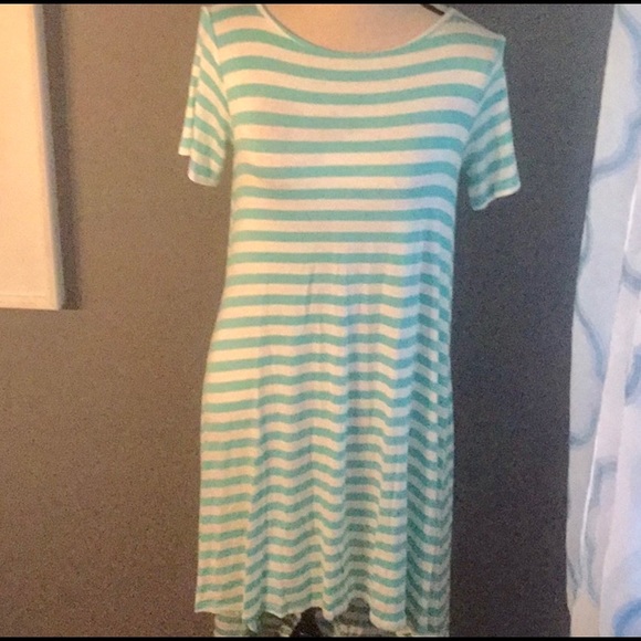 MINT GREEN STRIPE HIGH-LOW DRESS - Picture 5 of 8